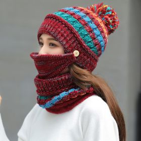 Korean winter knitted hat (Color: Wine Red)