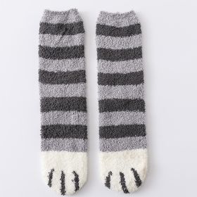 House floor socks (Option: Gray stripe-3pc)