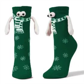 Couple Magnetic Handle Cute Hand Socks Christmas (Option: Scarf Green-Free Size-2pair)