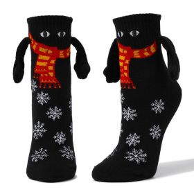 Couple Magnetic Handle Cute Hand Socks Christmas (Option: Scarf Black-Free Size-1pair)