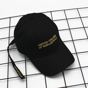 The South Korean star with a hat embroidery letter MINI baseball cap bending eaves and shading tide peaked cap (Option: Black2)