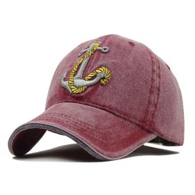 Anchor Embroidered Baseball (Color: Red)