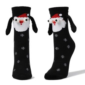 Couple Magnetic Handle Cute Hand Socks Christmas (Option: White Beard Black-Free Size-1pair)