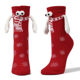 Couple Magnetic Handle Cute Hand Socks Christmas (Option: Scarf Red-Free Size-1pair)