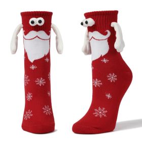 Couple Magnetic Handle Cute Hand Socks Christmas (Option: White Beard Red-Free Size-1pair)