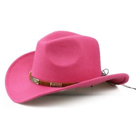 Fashion Personality Hot Selling Woolen Denim Hat (Option: Rose red-56to58cm)