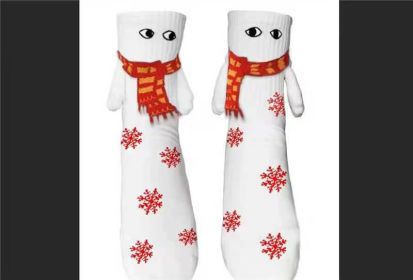 Couple Magnetic Handle Cute Hand Socks Christmas (Option: Scarf White-Free Size-1pair)