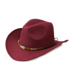 Fashion Personality Hot Selling Woolen Denim Hat (Option: Wine red-56to58cm)