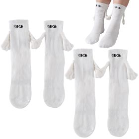 Men's And Women's Fashion Simple Magnet Socks (Option: White-2Pairs)